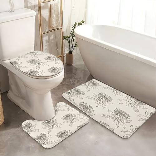 JCOOKLOFTS 4-Piece Shower Curtain Set with Mats