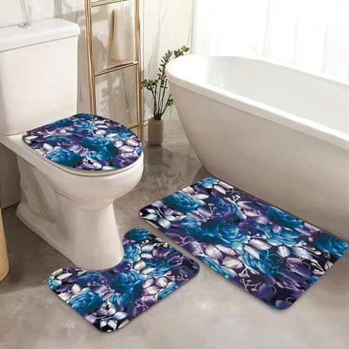 4 Pieces Shower Curtain Set with Rugs and Mats 1