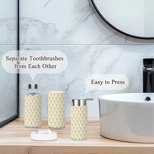 Modern Bathroom 6-Piece Accessories Set with Geometric Design