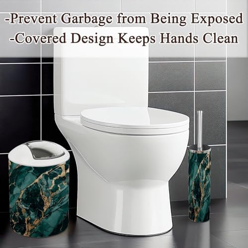 6 Piece Bathroom Accessories Set Green Gold Marble Look 1