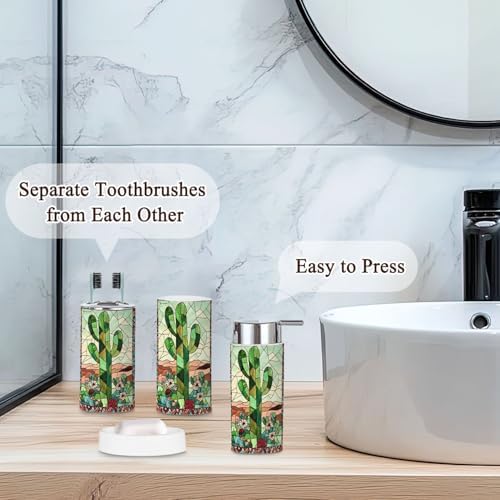 6 Piece Vibrant Stained Glass Bathroom Accessories Set