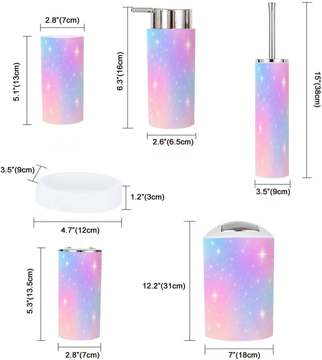 Boho Rainbow Bathroom Accessory Set 6 Piece
