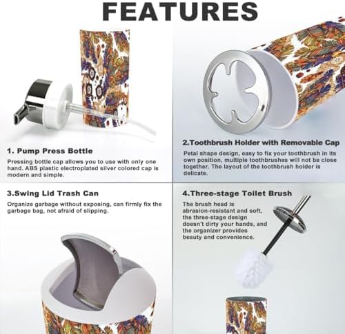 6 Piece Bathroom Accessories Set with Trash Can 1