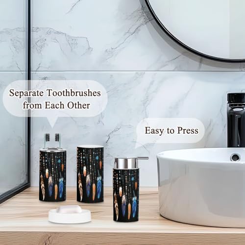 Ethnic Feathers Bathroom Accessories Set 6 Pcs