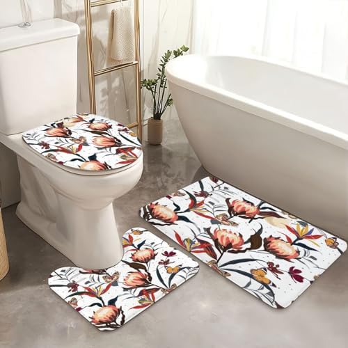 4-Piece Shower Curtain Set with Retro Pattern