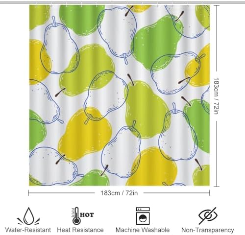 Kuizee 4-Piece Shower Curtain Set with Non-Slip Rugs Pear Fruits Texture