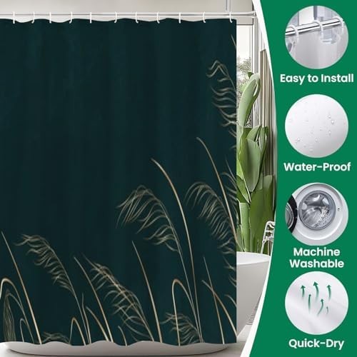 4-Piece Shower Curtain Set with Rugs and Floral Design