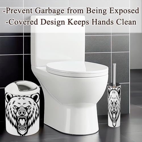 6 Pcs Cartoon Angry Grizzly Bear Bathroom Accessories Set