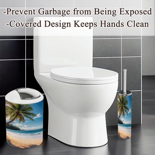 6 Piece Bathroom Accessories Set with Palm Trees Design 1