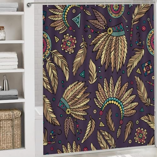 Kuizee 4-Piece Shower Curtain Set with Non-Slip Rugs