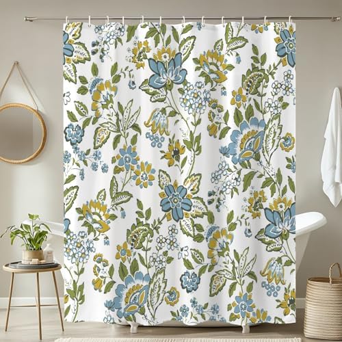 4 Piece Shower Curtain Set with Rugs and Toilet Lid Cover