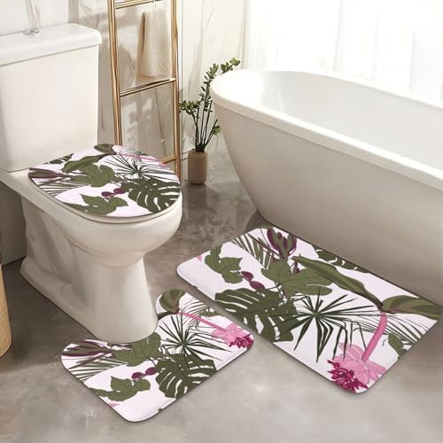 JCOOKLOFTS 4-Piece Shower Curtain Set with Rugs and Mats 1