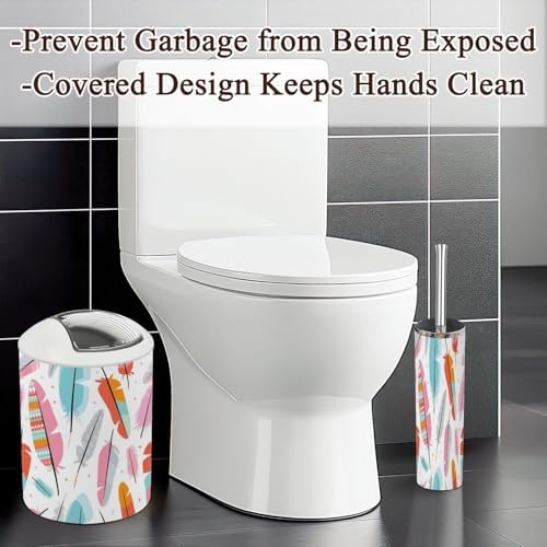 Modern Bathroom Accessories Set 6 Pcs with Feather Aztec Detail