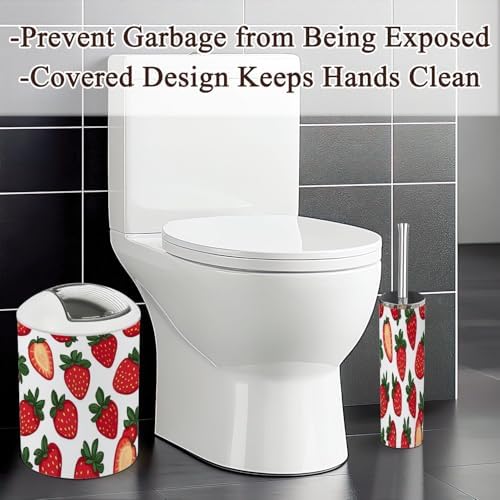 6-Piece Bathroom Accessories Set with Fresh Strawberry Pattern