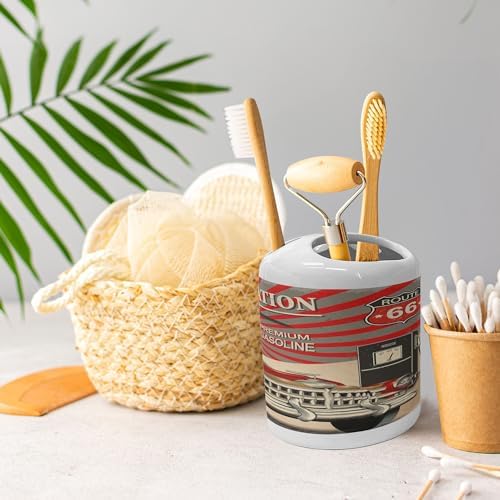 Ambesonne 2Pcs Ceramic Soap Toothbrush Holder Set