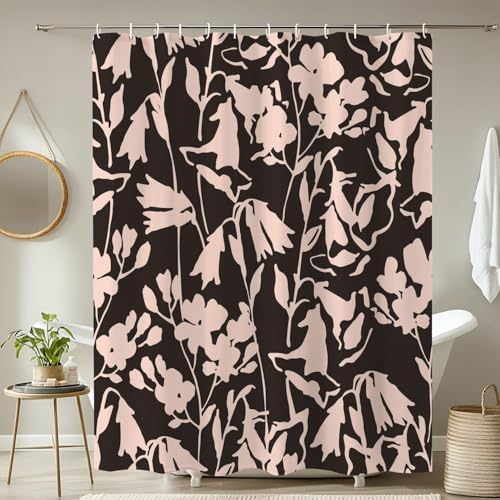4 Piece Shower Curtain Set with Floral Pattern
