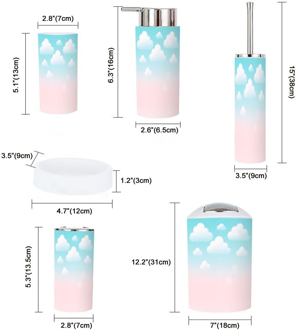Boho Cloud Trash Can Toothbrush Holder Set