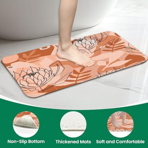 4 Piece Shower Curtain Set with Rugs and Mats Terracotta Pattern