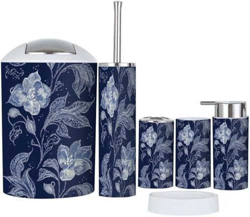 Paisley Embroidery Bathroom Accessories Set 6 Pcs
