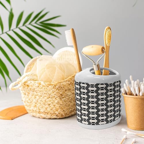 Ambesonne Ceramic Soap Toothbrush Holder Set 2 Pcs Charcoal Grey White