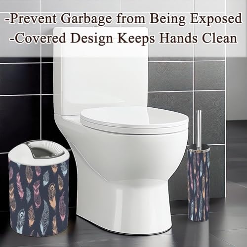 6 Pcs Ethnic Feathers Bathroom Accessories Set