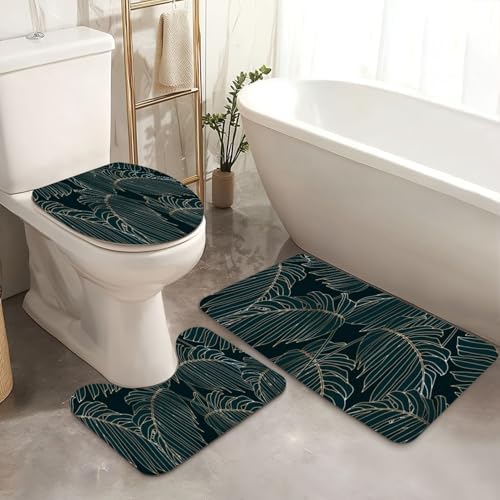 JCOOKLOFTS 4 Piece Shower Curtain Set with Rugs and Accessories