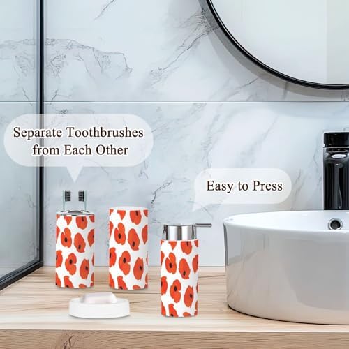 6 Piece Boho Bathroom Accessories Set with Flower Print