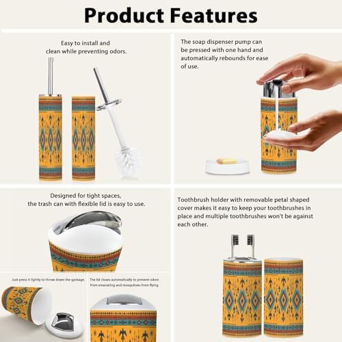 Boho Bathroom Accessory Set with 6 Pieces 1