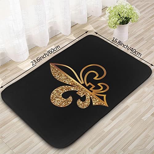 PuseTaer Fleur De Lis Golden Glitter Doormat 18x30 Inch