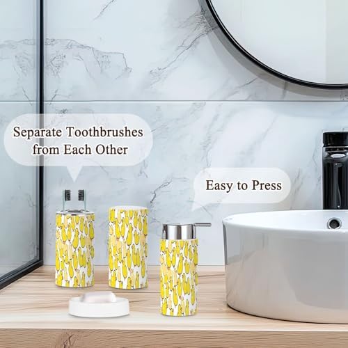 Duck Pattern Rubber Duck Bathroom Accessories Set 6 Pcs