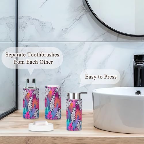 6 Piece Bathroom Accessories Set Exotic Leaves