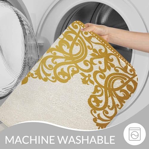 Lungtao Floral Border Bath Mat - Retro Victorian Style 20x31 Inch