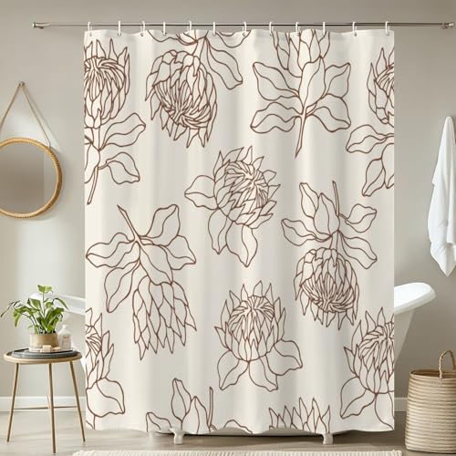 4 Piece Shower Curtain Set with Non-Slip Rugs and Mats