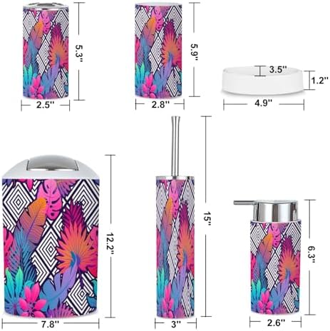 6 Piece Bathroom Accessories Set Exotic Leaves
