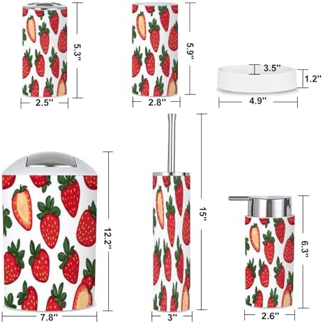 6-Piece Bathroom Accessories Set with Fresh Strawberry Pattern