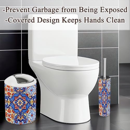 6-Piece Boho Bathroom Accessories Set with Talavera Ceramic Design