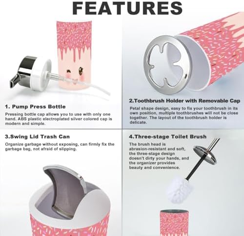 Kawaii Bathroom Accessories Set 6 Pcs Decor