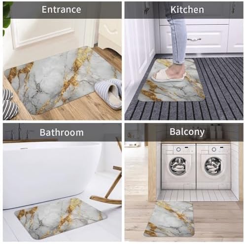 Xukor Bathroom Rugs White Gold Marble 315 x 193 in