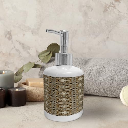 Ambesonne Cinnamon Color Soap Dispenser Toothbrush Holder Set