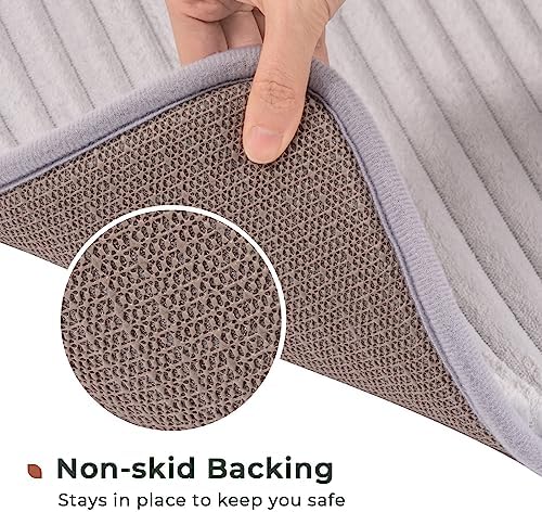 FRESHMINT Ultra Soft Charcoal Memory Foam Bath Mat 17x24 Silver Grey