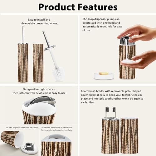 Boho Abstract Bathroom Accessory Set 6 Piece