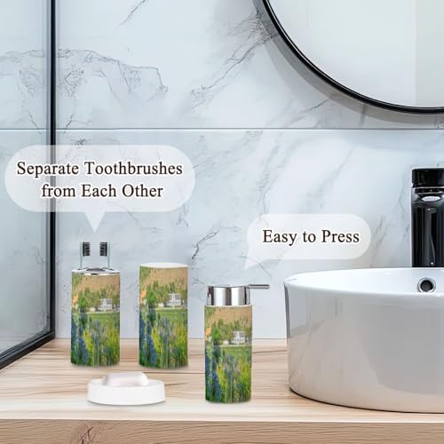 6 Piece Boho Bathroom Accessories Set with Flower Design