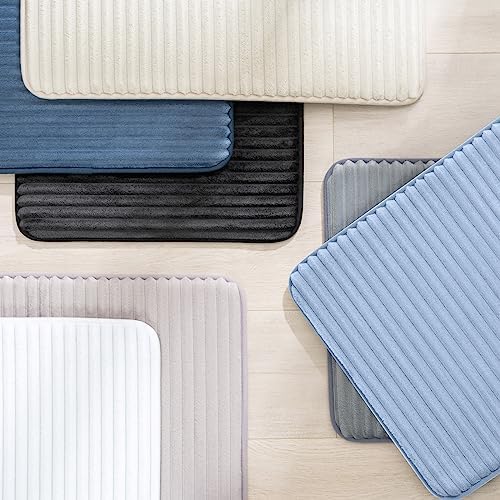 FRESHMINT Ultra Soft Charcoal Memory Foam Bath Mat 17x24 Silver Grey