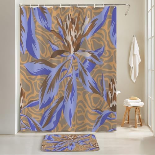 4-Piece Shower Curtain Set with Rugs and Mat
