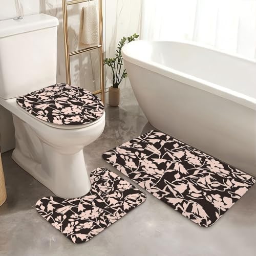 4 Piece Shower Curtain Set with Floral Pattern