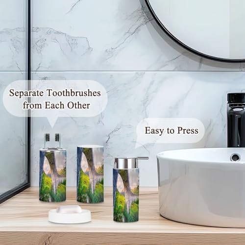 6 Piece Bathroom Accessories Set Glenfinnan Viaduct Decor