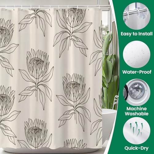 JCOOKLOFTS 4-Piece Shower Curtain Set with Mats