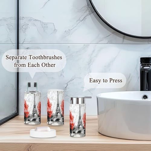 6 Piece Bathroom Accessories Set with Boho Design