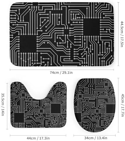 Kuizee 4-Piece Shower Curtain Set with Rugs