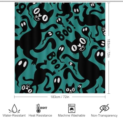 Kuizee Halloween Animals Shower Curtain Set 4 Pieces